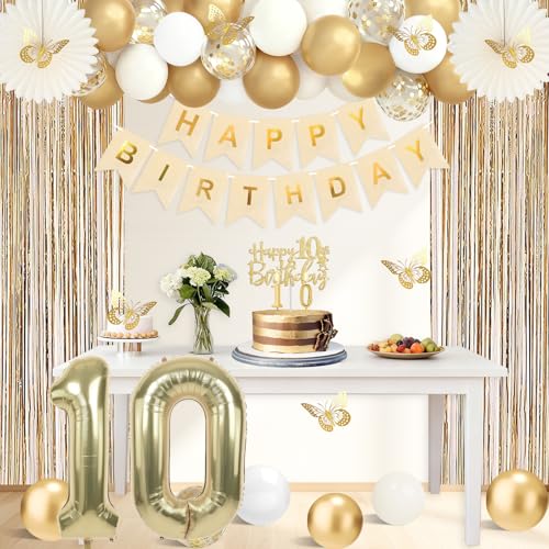 Champagne Gold 10th Birthday Decorations for Girls - 50pcs Set