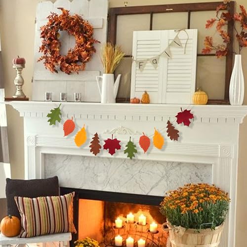 Autumn Felt Leaf Garland - Double Layered Fall Banner for Home Decor