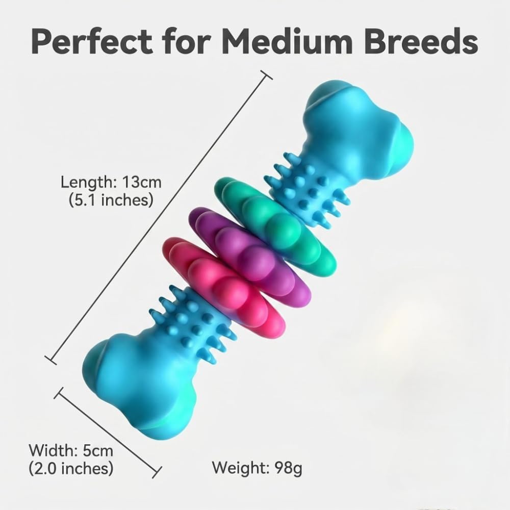 Chew Bone for Aggressive Chewers - Durable Thermoplastic Rubber Dog Toy for Dental Health | Medium Size