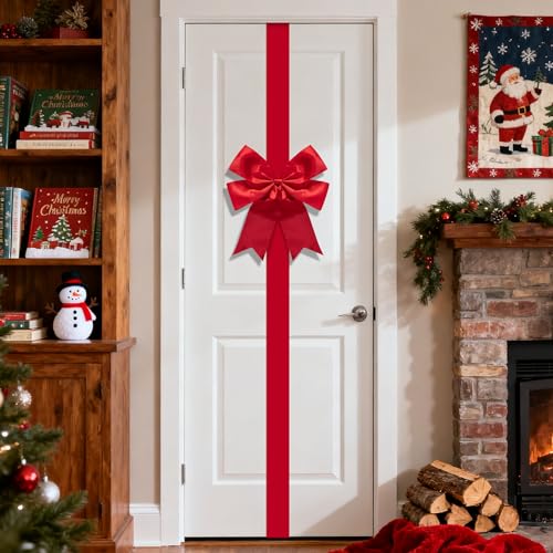 14 Ft Large Red Christmas Door Bow - Adjustable Holiday Decor
