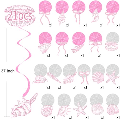 20-Piece Pink Foil Swirls with Seashell Cutouts - Beach Party Decorations