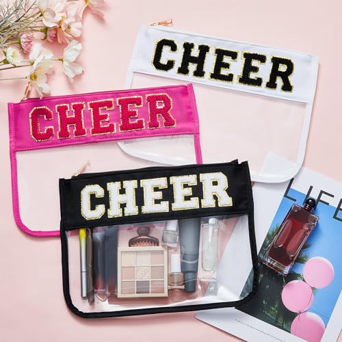 Aliceset 6 Pcs Cheer Makeup Bags Set - Black, White, Hot Pink