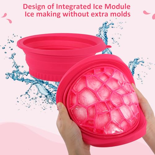 LONGFITE Foldable Silicone Facial Ice Bath Bowl with Built-in Ice Tray