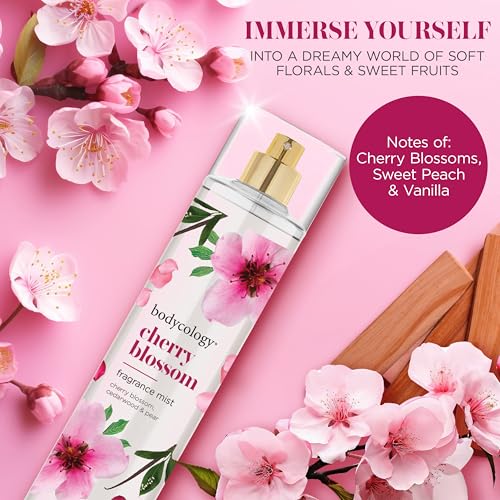 Bodycology Cherry Blossom Fragrance Mist – Long-Lasting 8 fl oz (Pack of 2)