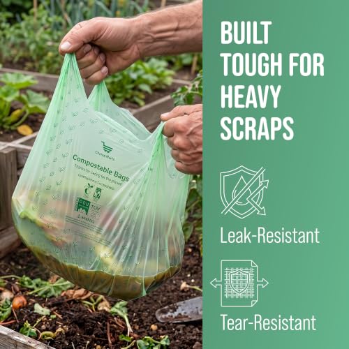Compostable Trash Bags 1.6 Gallon with Easy Tie Handles