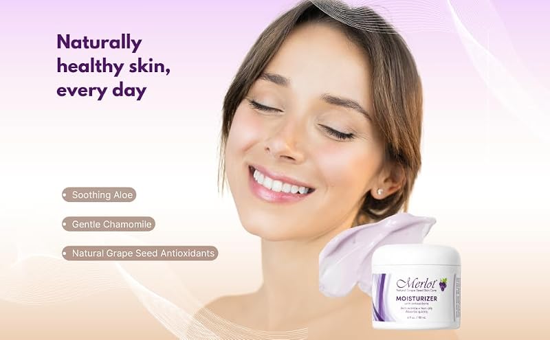 Merlot Grape Seed Moisturizer 4 oz - Anti-Aging, Non-Oily Formula