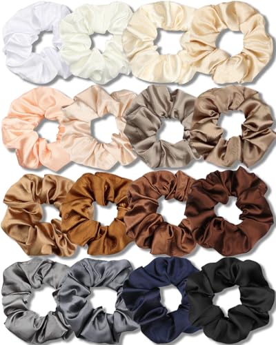 IVARYSS Satin Scrunchies for Women - 16 Pack, Soft & Stylish Hair Ties