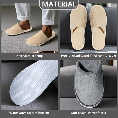 8 Pairs Velvet Guest Slippers - Washable & Reusable Indoor House Shoes