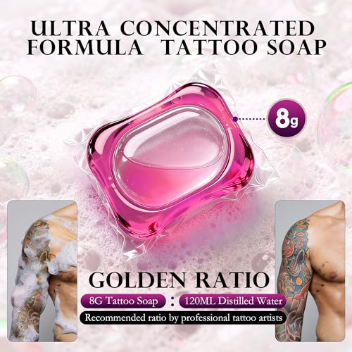 Ultra Concentrated Pink Tattoo Soap Kit with Foaming Bottle - 20Pcs