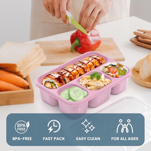 KHOXU 4-Compartment Bento Lunch Box Set - 44Oz Meal Prep Containers