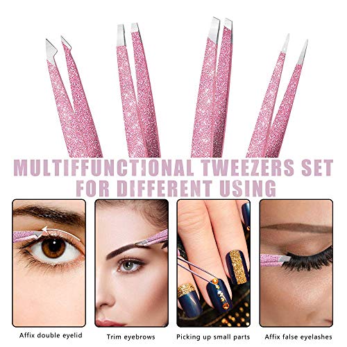 Professional Eyebrow Tweezer Set – 4 Pcs Stainless Steel Tweezers