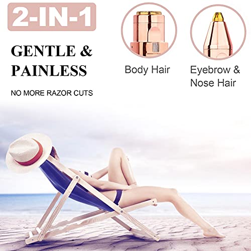 LAIKME White Facial Hair Remover & Eyebrow Trimmer 2-in-1 - Portable Rechargeable Epilator for Lips, Body, Chin, Arms, Legs