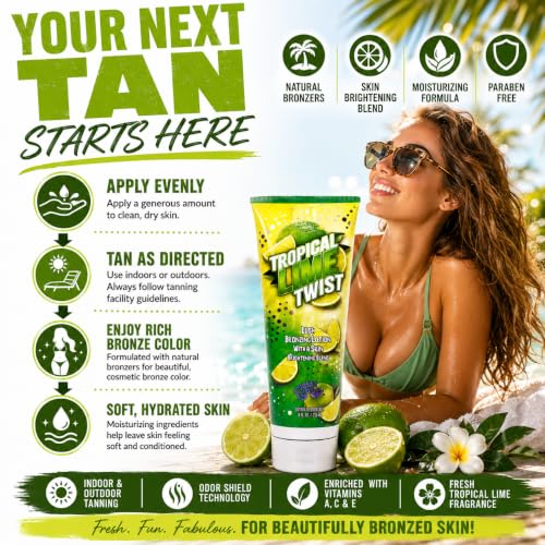 Fiesta Sun Tropical Lime Twist Bronzer - Natural, Brightening & Moisturizing 8 oz.