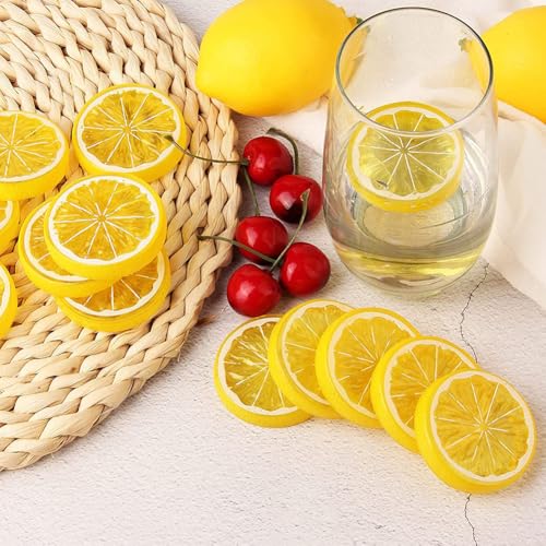 42 Pcs Decorative Fake Lemon Slices & Acrylic Ice Cubes Set