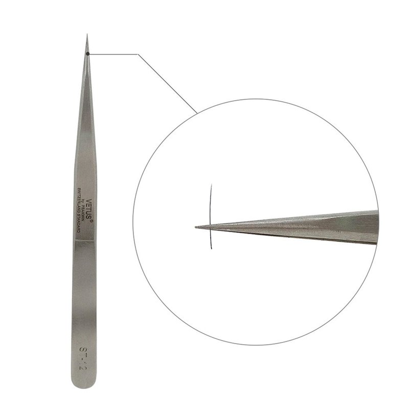 LASHVIEW Lash Tweezer, Vetus Straight Pointed Eyelash Tweezers for Profissional Grafting Eyelash Extension, Stainless Steel Needle Nose Tweezers for Lash Extension Stickers Precision Electronics, ST12