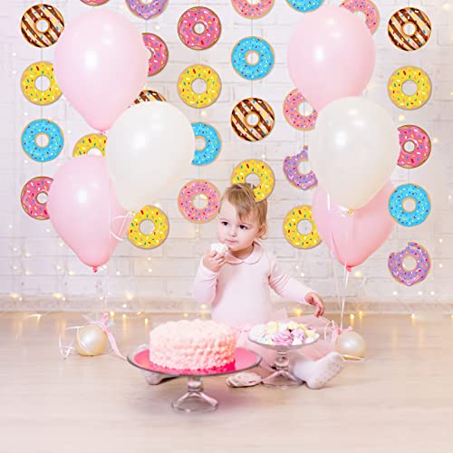 Donut Party Banners Kit - 12 Colorful Hanging Decorations