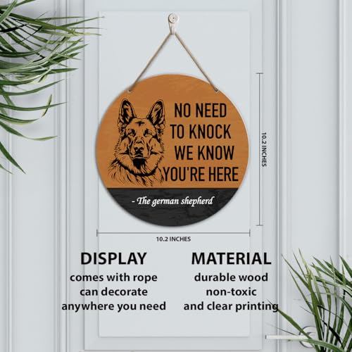 German Shepherd Welcome Sign - Rustic Wooden Hanging Decor