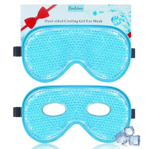 BeeVines XL Gel Eye Mask 2-Pack - Reversible Cold & Warm Compress for Puffy Eyes