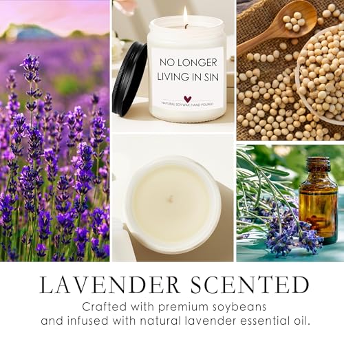 Lavender Scented Engagement Candle - 'No Longer Living in Sin' for Couples