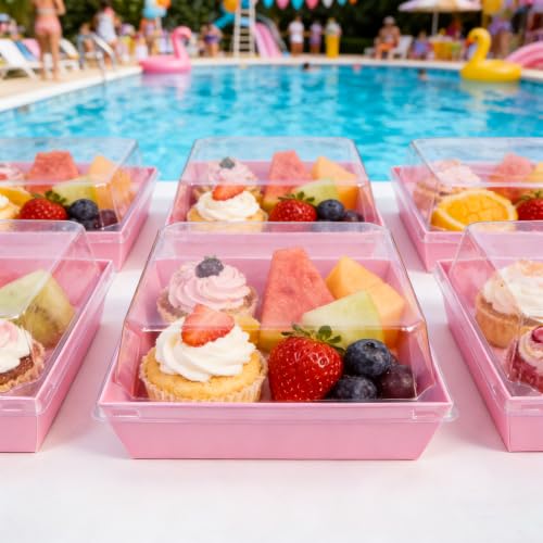 20 Pink Charcuterie Boxes with Clear Lids - Perfect for Parties