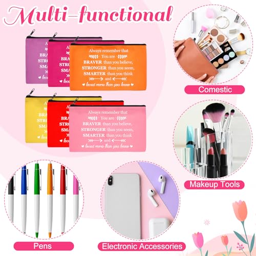 20 Pcs Inspirational Makeup Bags - 'You Are Brave' Cosmetic Pouch Bulk Gift