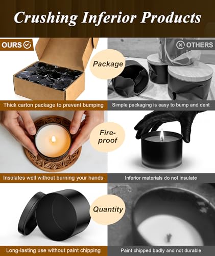 8oz Black Candle Tins with Lids - Heavy-Duty Metal Containers (10-Pack)