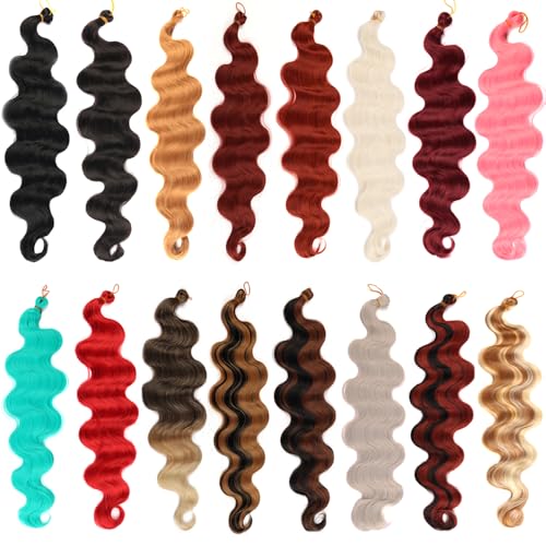 22 Inch Body Wave Hair Extensions - 3 Bundles Synthetic Brown Black