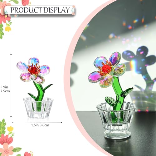 Crystal Peach Blossom Mini Ornament - Handcrafted Glass Flower Decor