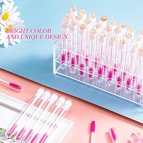 Patelai 80 Pcs Pink Gold Disposable Mascara Wands & Tubes Kit