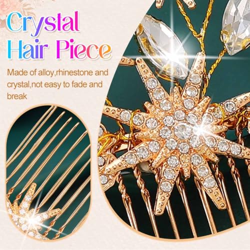 Gold Rhinestone Star Wedding Hair Comb – Elegant Crystal Bridal Hair Piece