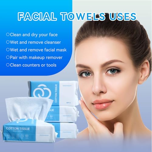 ISHOWBEST Biodegradable Disposable Face Towels - 60 Count Pack
