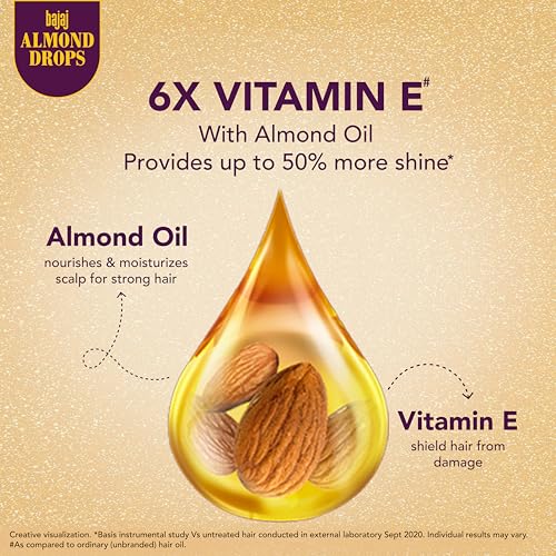 Bajaj Almond Drops Hair Oil 475 ml – Almond / 16.91 fl oz, Pack of 1