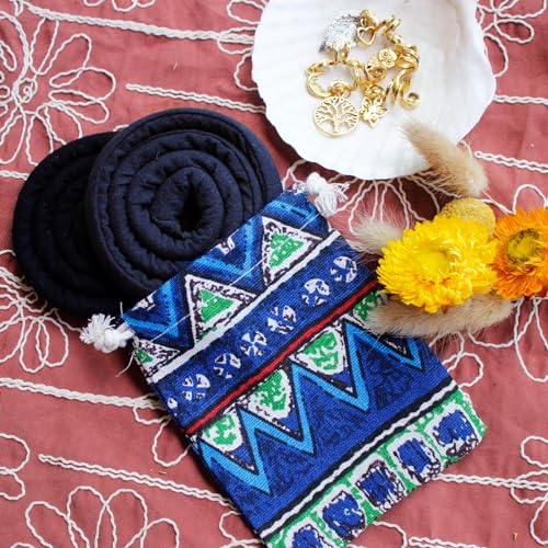 Spiral Lock Hair Ties for Dreadlocks - Handmade Hair Accessories (Black & Dark Blue)