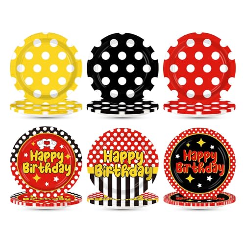 60Pcs Cartoon Mouse Birthday Paper Plates - 9" Heavy Duty Disposable Dinnerware