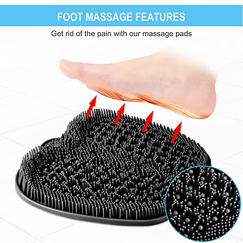 BESKAR XL Black Shower Foot Scrubber Mat with Non-Slip Suction Cups