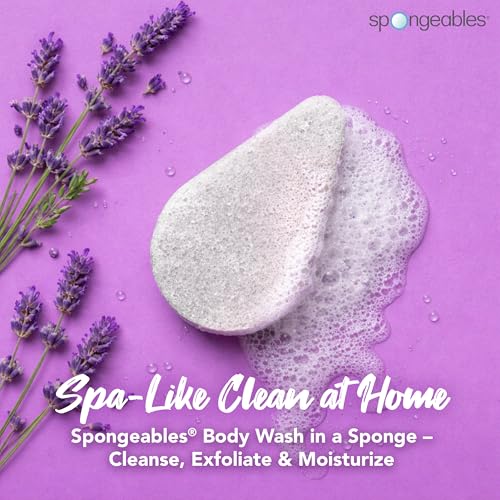 Lavender Spongeables Anti-Cellulite Body Wash Sponge - Pack of 1, 20+ Uses