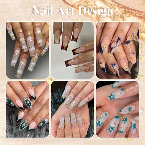 2640 Pcs Nail Charms & Caviar Beads Set with Tweezers - Gold & Silver