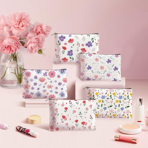 20PCS Small Floral Makeup Bags - Canvas Travel Pouches for Women