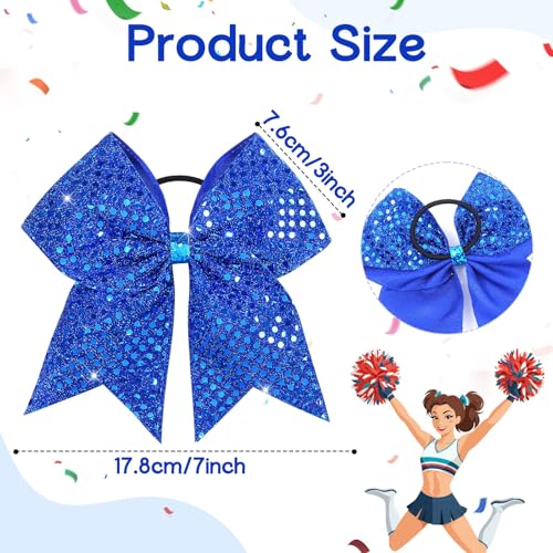 Blue Glitter Cheer Bows - Pack of 12 Sparkly Hair Accessories
