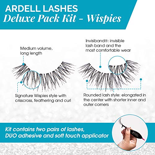 Ardell Wispies Deluxe Pack False Eyelashes - 2 Pairs with Glue & Applicator