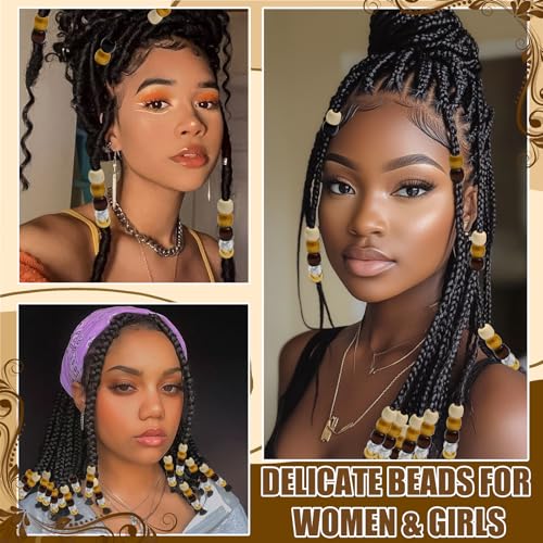 Wooden Hair Beads for Braids & Dreadlocks - 60 Pcs Hair Jewelry Kit