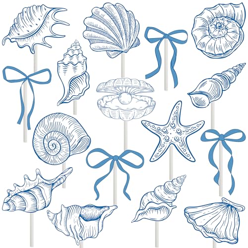 24PCS Starfish & Seashell Cupcake Toppers - Ocean Party Decorations