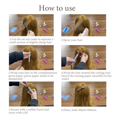 48pcs Hair Perm Rods Set with Curling Paper & Comb - Heatless Curling Tools