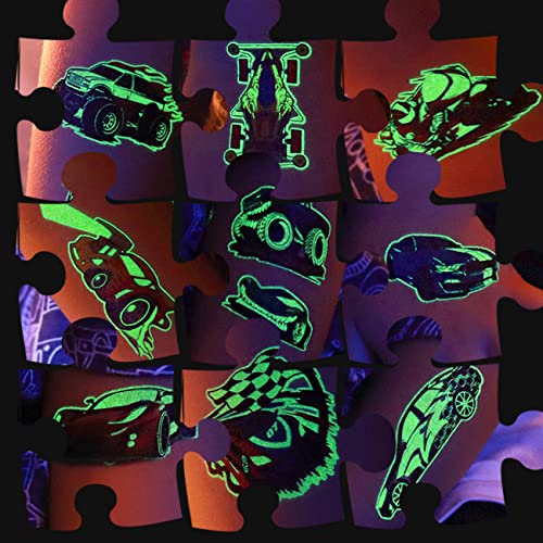 Glow in The Dark Race Car Tattoos for Kids – Waterproof & Removable, 24 Sheets