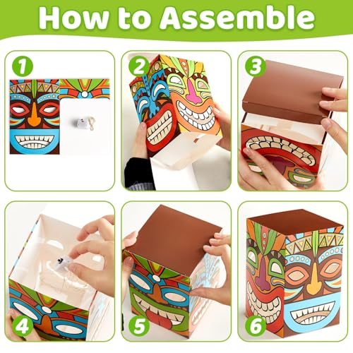 Hawaiian Tiki Party Decoration Boxes - 6pcs LED Centerpieces