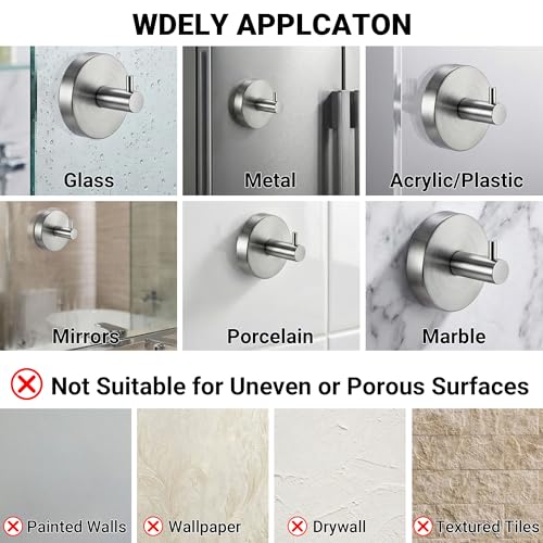 Heavy Duty Stainless Steel Suction Cup Hooks for Shower - 2 Pack