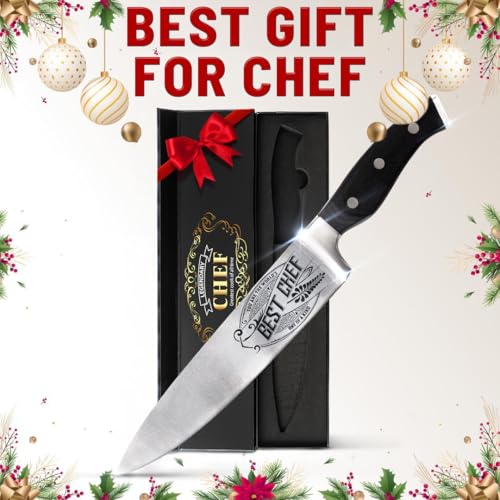 Engraved Chef Knife - 8" Stainless Steel with Pakkawood Handle - Perfect Gift for Chefs