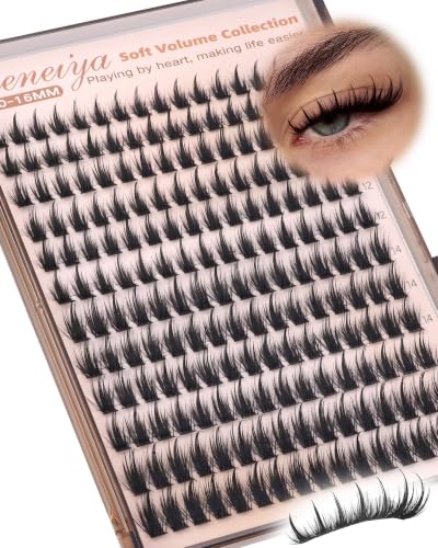 Geeneiya Manga Lash Clusters with Spikes, D Curl, 10-16mm, Voluminous Eyelash Extensions