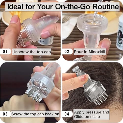 Minoxidil Applicator - Hair Oil Applicator - Oil Dispenser for Hair - Scalp Applicator Tool - Fast Efficient Delivery to Hair Roots & Messy-Free & Waste-Free - Compact Applicator Bottle for Minoxidil