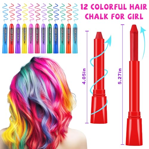 IIIMEIDU 12-Color Washable Temporary Hair Chalk Set for Kids & Teens